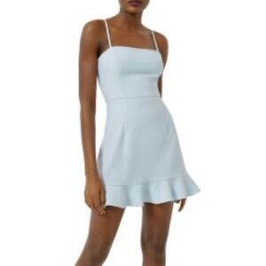 FRENCH CONNECTION Dress NEW Whisper Frill Hem Cami Mini Light Dream Blue Size 8